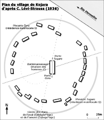 Plan retravaillé du village bororo de Kejara établi par Lévi-Strauss / Image Adrien Brugerolle / Wikimedia Commons